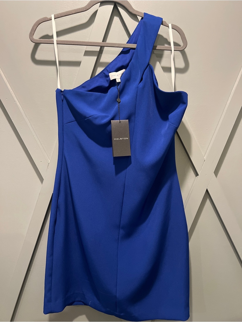 Halston Heritage Royal Blue One-Shoulder Mini Dress